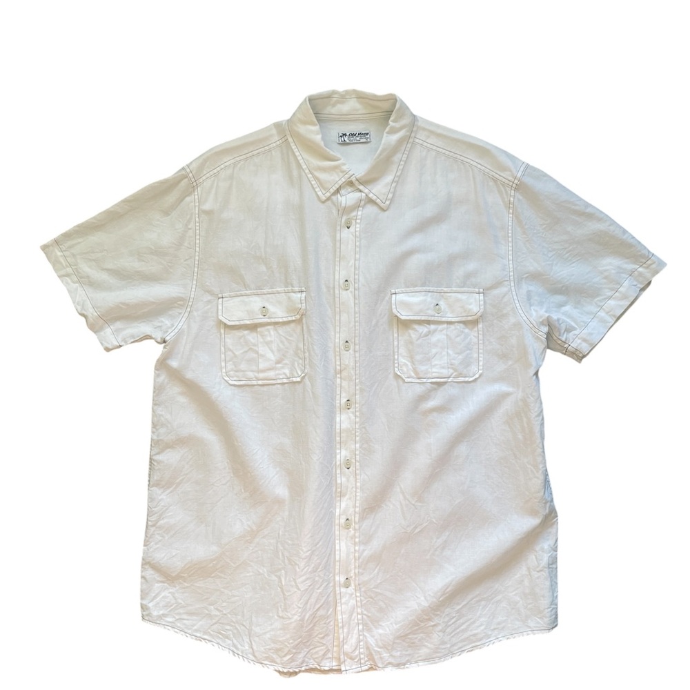 Old Navy Short Sleeve Button Down Shirt, White, Size X Large